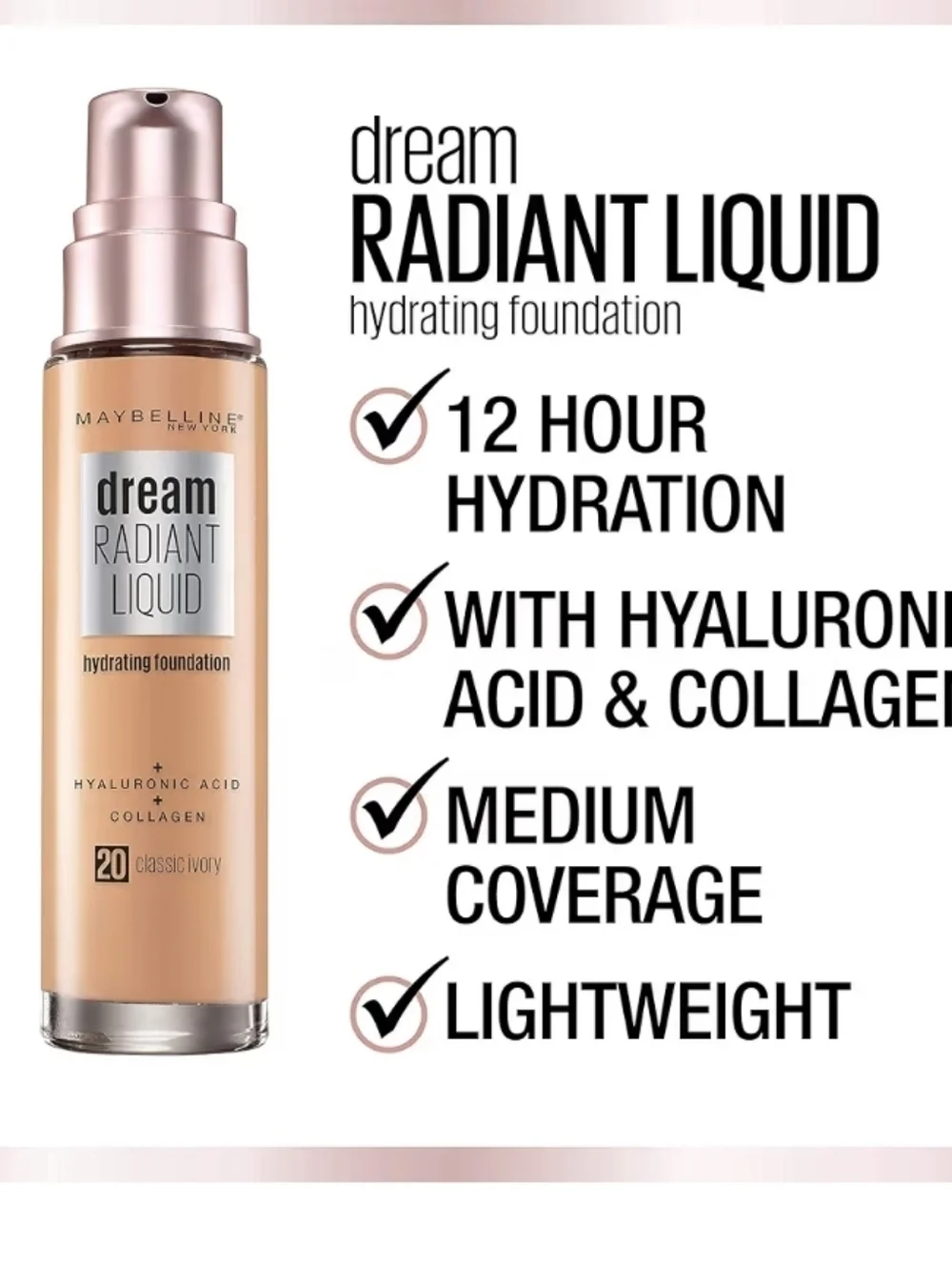 Maybelline Dream Radiant Liquid Hydrating Foundation - Coconut (125) Brown
